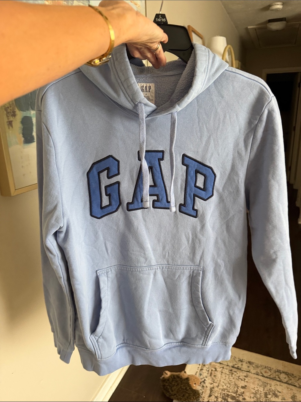 GAP Pastel Blue Hoodie with Navy Lettering - Picture 6 of 6